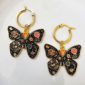 Celestial Butterfly Hoop Earrings
